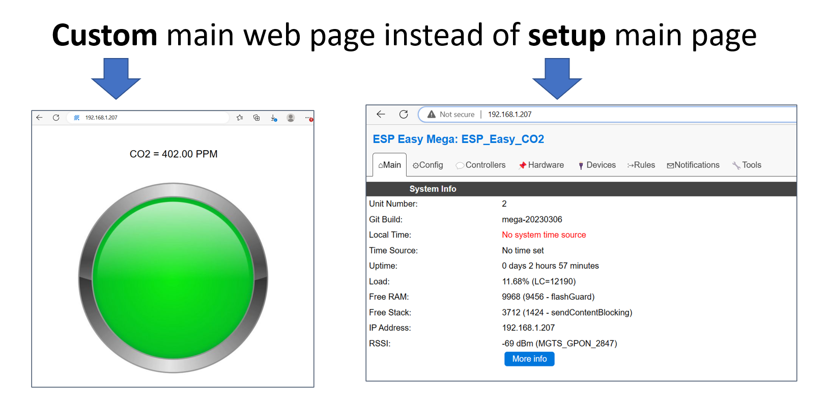 custom ESP Easy main web page