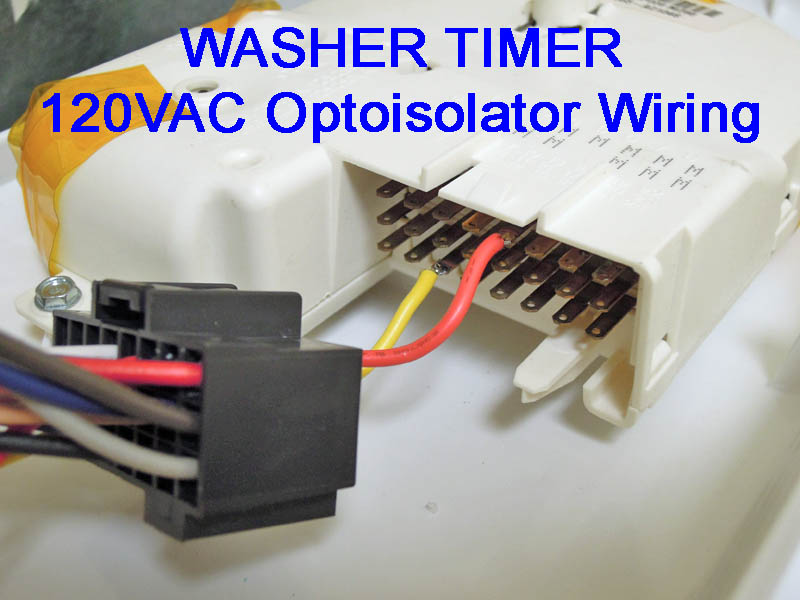 Optoisolator connection to washer machine timer.