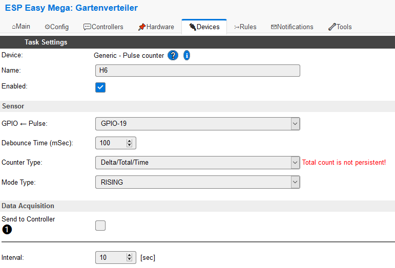 Flowsensor Settings