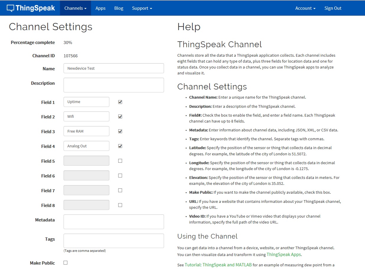 ThingSpeak Configuration