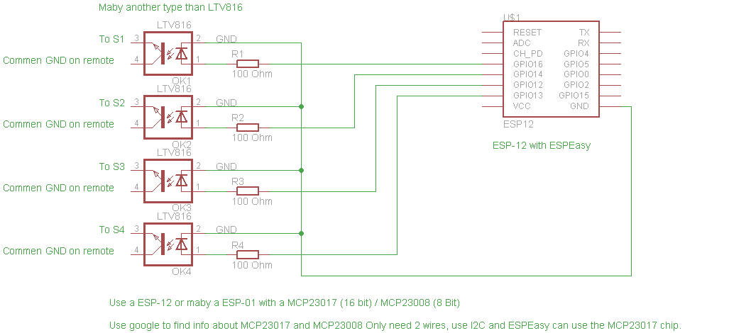 Just a quick remote control / ESP with low voltage &quot;relays&quot; optocupler.