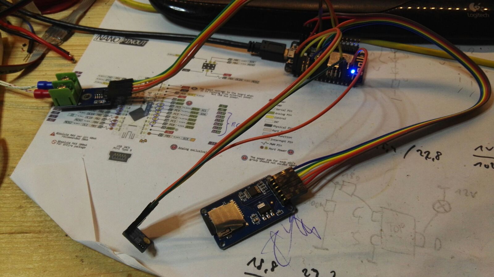 I used a Thermocouple via SPI, SI7021 I2C Sensor and the SD Card and there are still pins left :-D