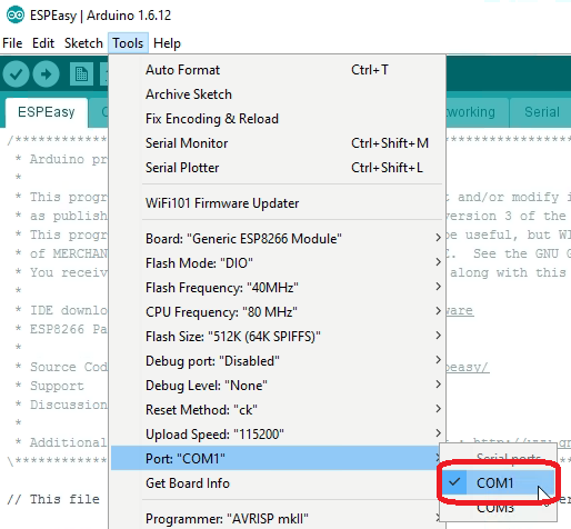 arduino ide esp8266 firmware